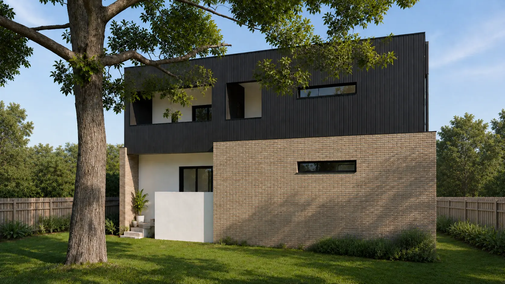 Architectural house surrounded by landscape